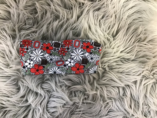 Red White Flower O football headband