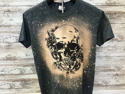 Black Skeleton Bleach Tee Shirt