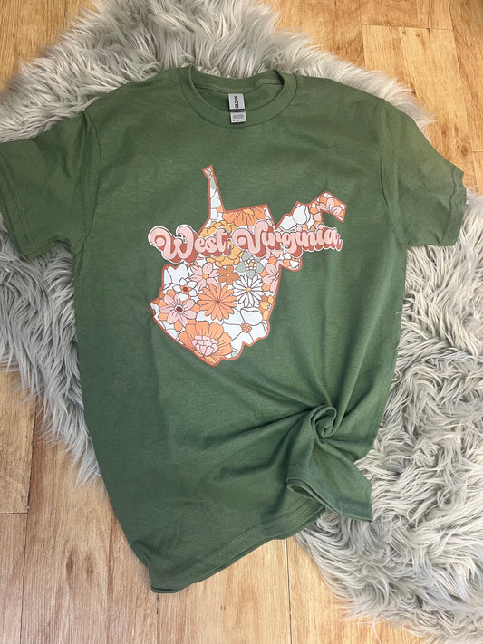 Green Floral WV Tee