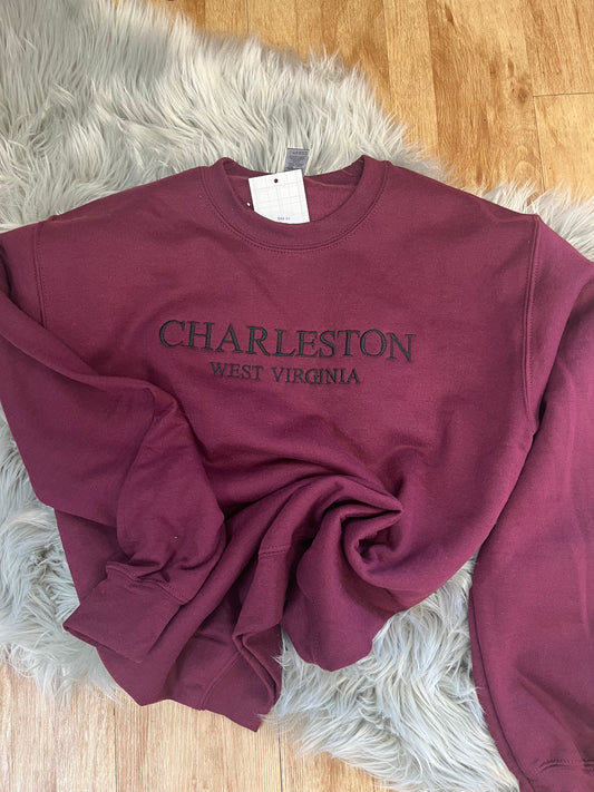 Purple Embroidered Charleston WV Crewneck