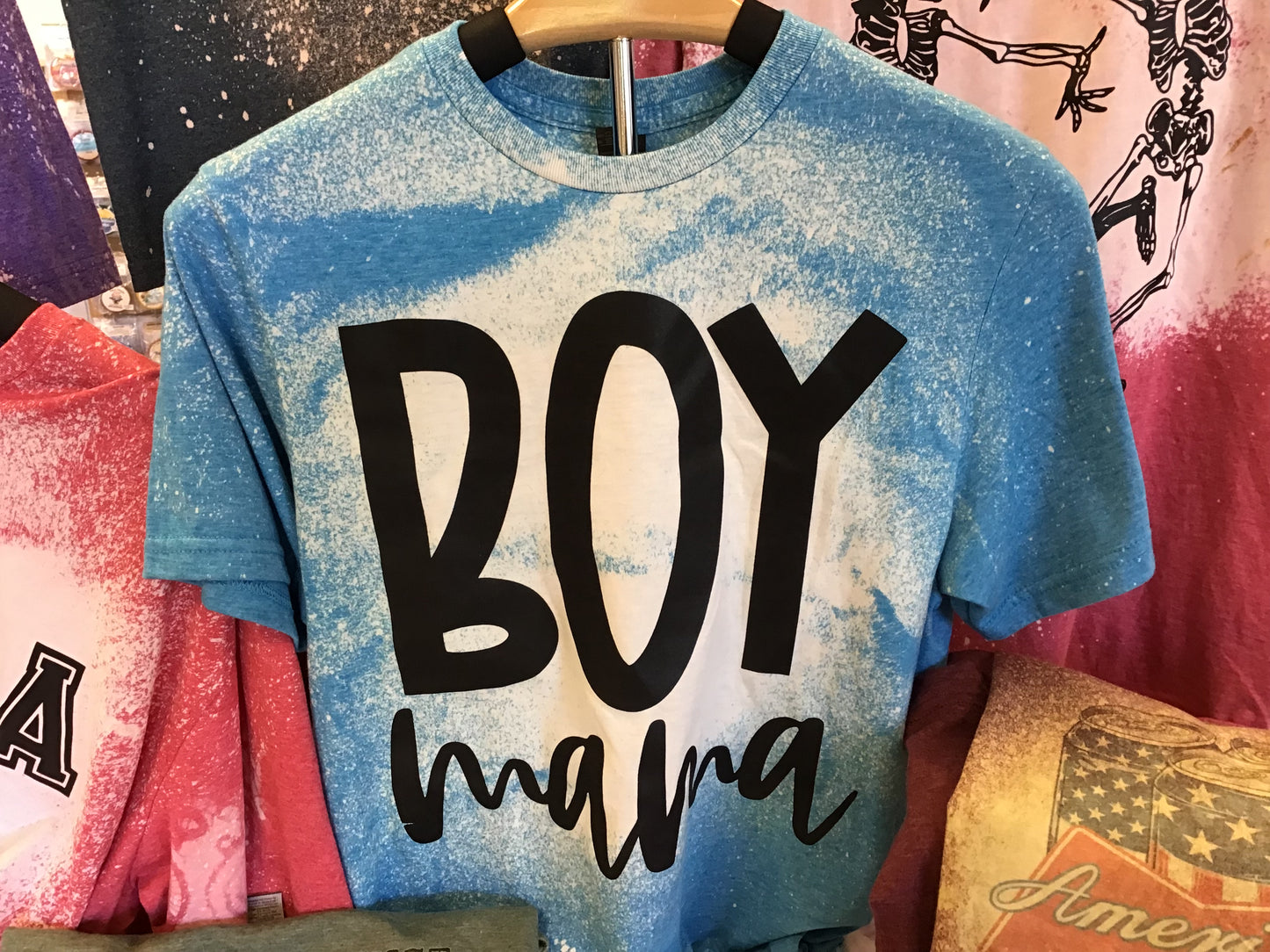 Boy Mama  Blue Bleach Tee Shirt