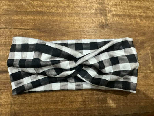 Black & Grey checkered Headband