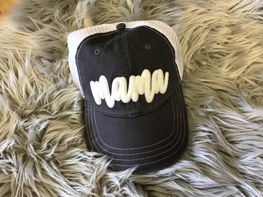 Mama Hat White Puff