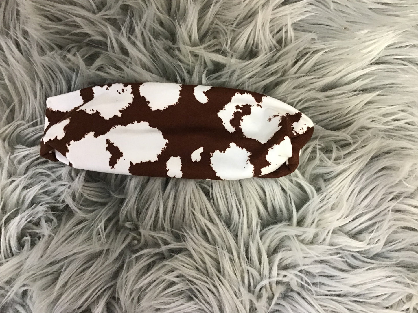 Brown White Cow Print headband